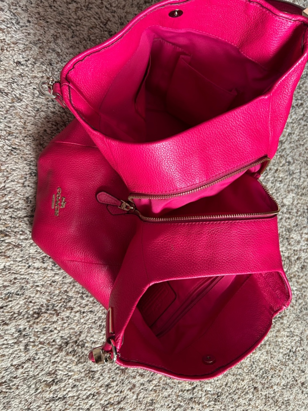 Hot Pink Leather Shoulder Bag and matching wallet/wristlet - Coach - Picture 3 of 6